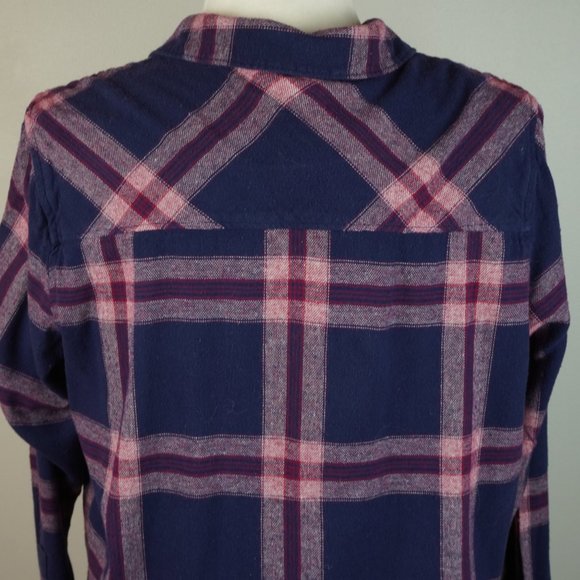 Woolrich‎ Purple & Navy Blue Plaid Button Up Shirt Size Large - Picture 8 of 9